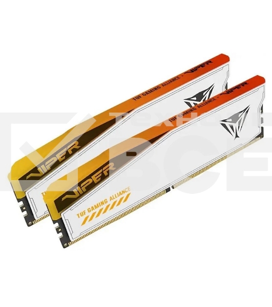 Оперативная память Patriot Viper Elite 5 TUF Gaming, DDR5, 32GB (2x16 GB), 6000 MHz, CL36, радиатор, RGB, белый