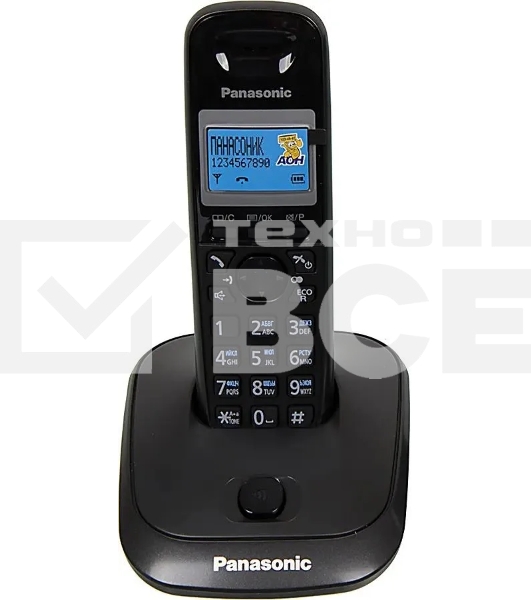 Телефон беспроводной (DECT) Panasonic KX-TG2511RUT (титан) {АОН, Caller ID,спикерфон на трубке,переход в Эко режим одним нажатием}