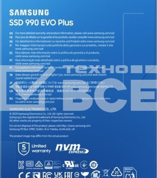 Накопитель SSD Samsung 990 EVO Plus, 4 ТБ, M.2 2280, PCIe 4.0 x4, NVMe 2.0, R/W 7250/6300