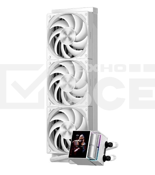 Система охлаждения Water Cooling System PCCooler DS360 Display WH (310W, 360мм, LED, белый, ARGb Pump/Fans: 3x120мм, 90.56CFM, 39.8dBA, 2500RPM/Pump height 65мм, 15dBA, 2600RPM, Rad thickness 27мм/S: 1851, 1700, 1200, 115X, AM5, AM4)