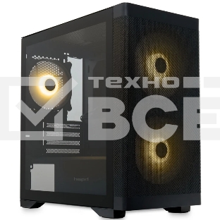 Компьютерный корпус без блока питания HSPD M320, Mesh Mini-tower, черный, slide TG, 0.45 SPCC, 2x140мм ARGb+1x120мм ARGb mATX, mITX 160/340/184мм 2x2.5