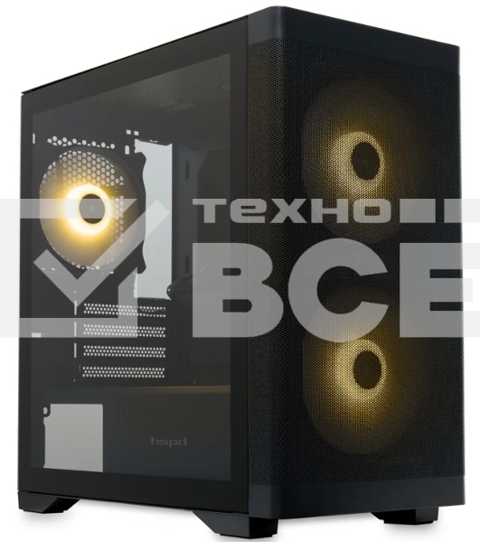 Компьютерный корпус без блока питания HSPD M320, Mesh Mini-tower, черный, slide TG, 0.45 SPCC, 2x140мм ARGb+1x120мм ARGb mATX, mITX 160/340/184мм 2x2.5