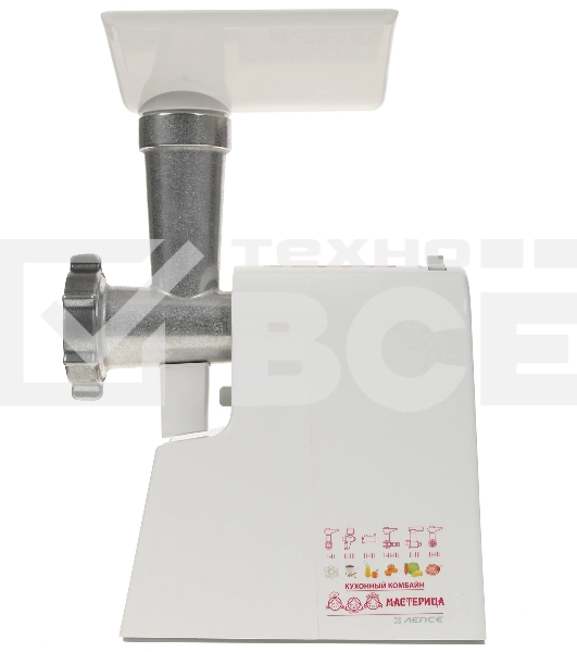 Мясорубка электрическая Мастерица КЭМ-01 белый, 600 Вт, 0.67 кг/мин, защита от перегрузки, насадки - 2