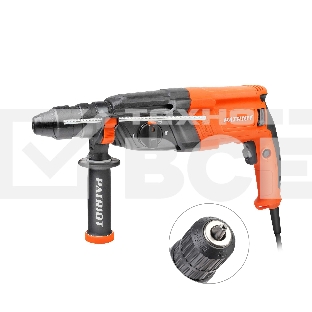 Перфоратор PATRIOT RH 243Q, SDS+, мощность 770 Вт, 2.6 Дж, 3 режима работы, быстросменный патрон QCC, макс.диаметр 24мм, глубиномер, кейс