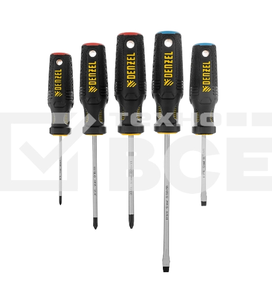 Набор отверток Denzel 5 шт., PH+SL, S2, 3к рукоятка