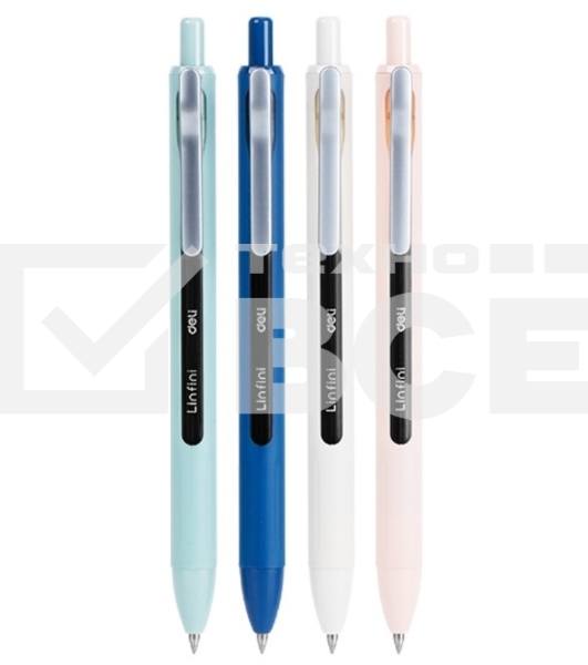 Ручка гелевая автоматическая Deli Linfini EG86-BK ассорти/ассорти, черные чернила, блистер с европодвесом, линия 0.5мм