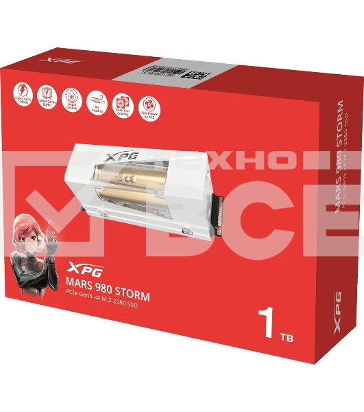 Накопитель SSD ADATA XPG MARS 980 STORM, 1000Gb, M.2(22x80мм), NVMe, PCIe 5.0 x4, 3D NAND, R/W 14000/10000Mb/s, IOPs 1 600 000/1 650 000, TbW 740, DWPD 0.4, with Heat Sink (5 лет)