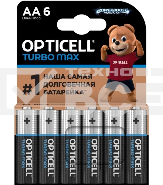 Батарея Opticell Turbo MAX LR6 AA (6шт) блистер
