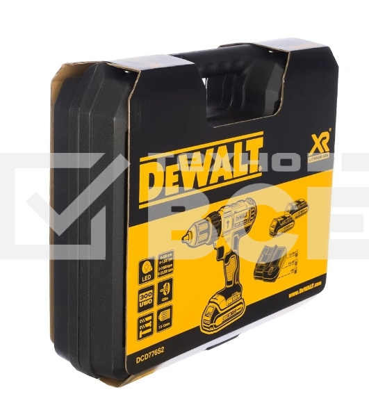 Дрель-шуруповерт DeWalt DCD776S2-ZA, Аккумуляторная, 18В, 2 АКБ, Ударная, Кейс