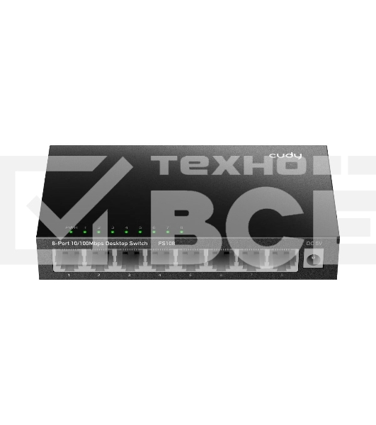 Коммутатор 8-Port 10/100 Mbps Desktop Switch, 8 10/100M RJ45 Ports, Loop Detection, Metal Case, Power Saving, Plug & Play