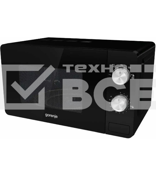 Микроволновая печь Gorenje MO20E1B черный, 20 л, 800 Вт, переключатели - поворотный механизм