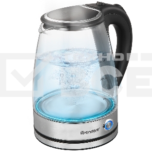 Чайник электрический Endever Skyline KR-345G стальной/черный, 2200 Вт, 1,8 л, сталь/стекло, 12 шт/уп.