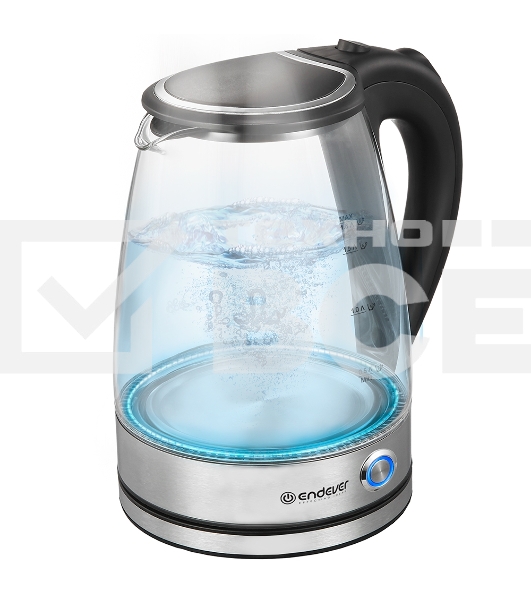 Чайник электрический Endever Skyline KR-345G стальной/черный, 2200 Вт, 1,8 л, сталь/стекло, 12 шт/уп.