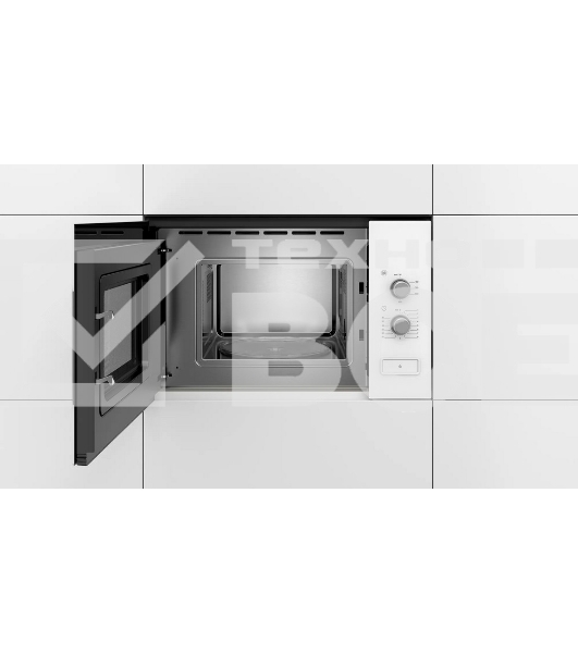 Микроволновая печь встраиваемая Bosch BFL 520MW0 белый, 20 л, 800 Вт, переключатели - поворотный механизм