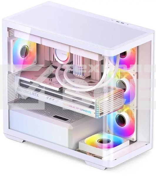 Корпус без блока питания JONSBO D300, Mini-Tower, TG, no fan, 2xUSB-A 3.2 + 1xUSB-C 3.2, mATX, mITX White