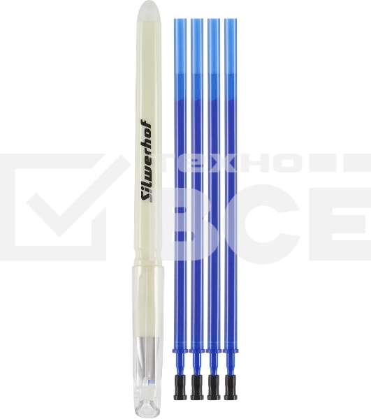 Ручка гелевая Silwerhof NG Reserve Erase, d=0.5мм, синие чернила, в комплекте 4 стержня, блистер, сменный стержень, стираемая
