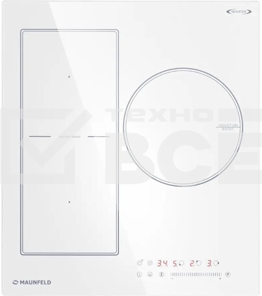 Индукционная варочная панель Maunfeld CVI453SBWH Inverter, конфорок: 3 шт., стеклокерамика, независимая, белый
