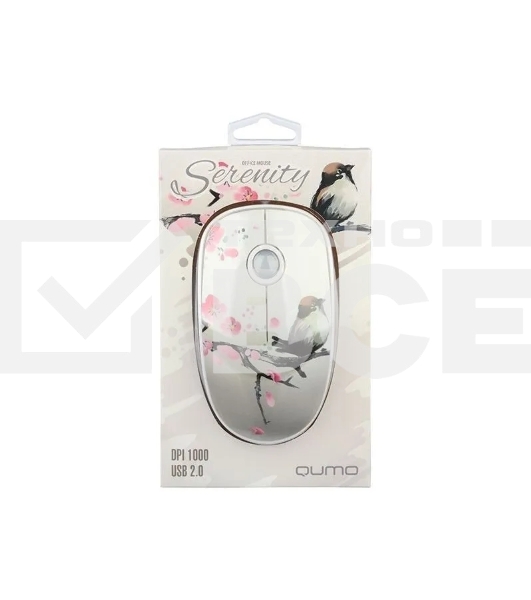 Мышь проводная Qumo Office M43 Serenity белый, 1000 dpi, USB, кнопки - 3