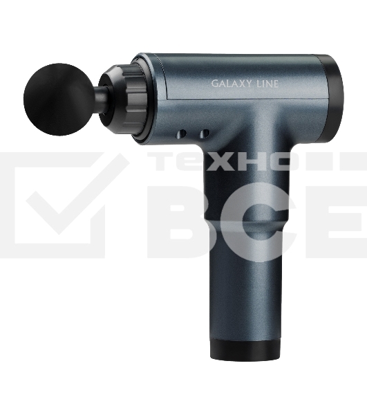 Массажер для тела GALAXY LINE GL 4945, серо-синий, аккумуляторный, 24 Вт, 4 насадки, 99 уровней интенсивности, вр. работы 1,5 ч, 2800~3500 об/мин, LCD-дисплей, таймер 15 мин, сенсорное управление, USB-кабель, Li-Ion аккумулятор емкостью 1500 мА•ч