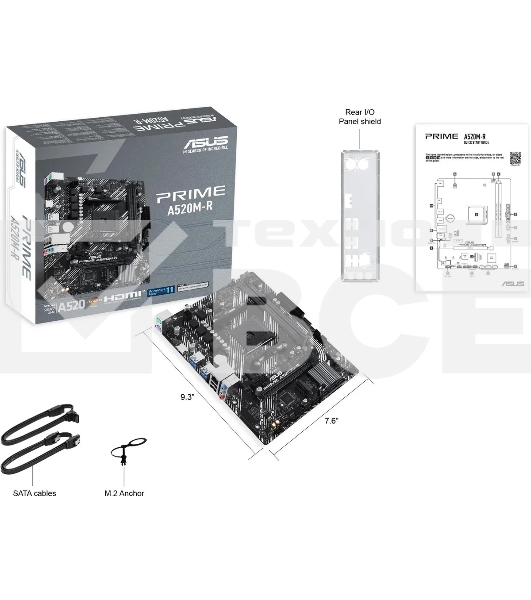 Материнская плата ASUS PRIME A520M-R, AM4, AMD A520, 2xDDR4, 4xSATA, 1xM.2, 1xPCIe 3.0 x16, 1xPCIe x1, 1xHDMI, 1x 1Gb LAN, 2xUSB-A 2.0, 4xUSB-A 3.2 Gen 1, 3x3.5 мм, 7.1, mATX