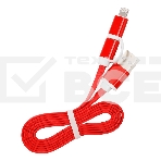 Дата-кабель Smartbuy USB - 2 в 1 Micro+8 pin, длина 1,2 м, красный (iK-212 red)/60, фото2