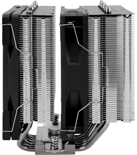Кулер для процессора Thermalright Royal Knight 120 SE (4-pin PWM, 155мм, Ni/Cu, 6x6мм, 2x120мм, 66.17CFM/59CFM, 25.6dBA/26.1dBA, 1500RPM/1800RPM, S: 1200, 1700, 1851, 115X, AM4, AM5, silver, black)