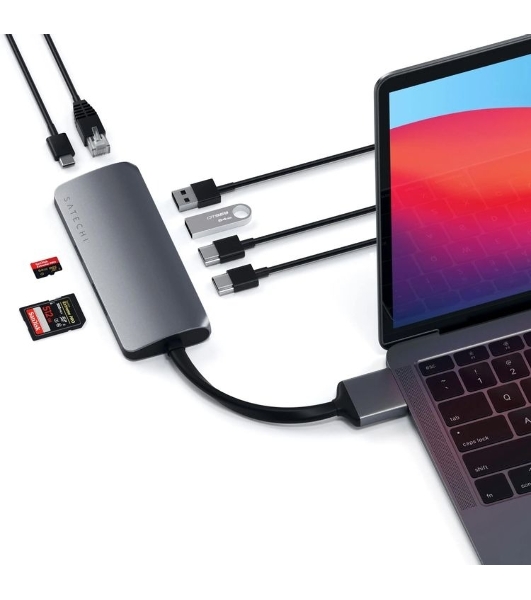 Док-станция Satechi ST-TCDMMAM, USB Type-C, USB/USB Type-C/HDMI/RJ-45,SD/microSD,USB Type-C