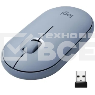 Мышь беспроводная Logitech Pebble M350 серый, 1000 dpi, радиоканал, Bluetooth, USB, кнопки - 3