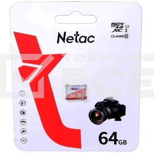 Карта памяти Netac P500 ECO 64GB MicroSDXC U1/C10 up to 80MB/s, retail pack card only