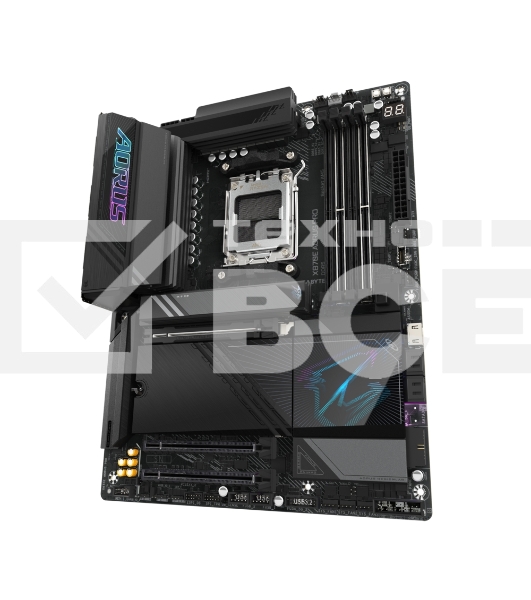 Материнская плата Gigabyte X870E AORUS PRO, AM5, AMD X870E, 4xDDR5, 4xSATA, 4xM.2, 1xPCI-E 5.0 x16, 1xPCI-E 4.0 x4, 1xPCI-E 3.0 x4, 1xHDMI, 1xUSB-C (DP), 1x 2.5Gb LAN, 2xUSB-A 2.0, 4xUSB-A 3.2 Gen 1, 3xUSB-A 3.2 Gen 2, 2xUSB-C 3.2 Gen 2 (USB4), 2x3.5 мм, 