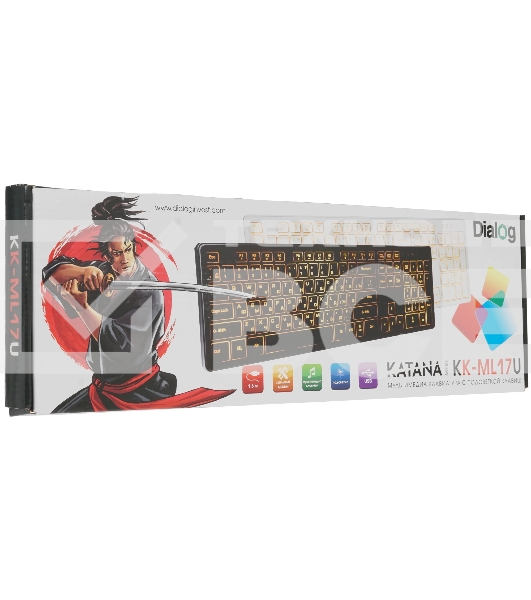 Клавиатура Dialog Katana KK-ML17U BLACK - Multimedia, с янтарной подсветкой клавиш, USB, черная
