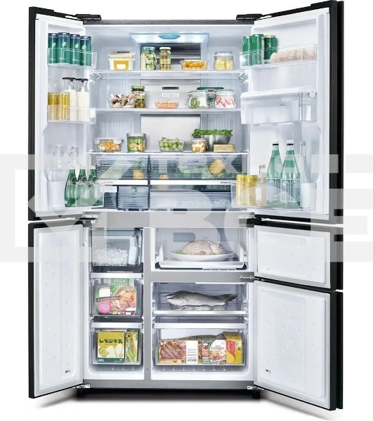 Холодильник Sharp SJWX99ABK серый, трехкамерный морозилка снизу 423/179л