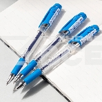 Ручка гелевая Deli EG158-BL прозрачный, d=0.7мм, синие чернила, резиновая манжета, фото 1