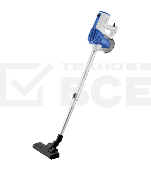 Пылесос вертикальный BBK BV2512 белый/синий, питание от сети, 100 Вт, уборка сухая, пылесборник 0.5 л