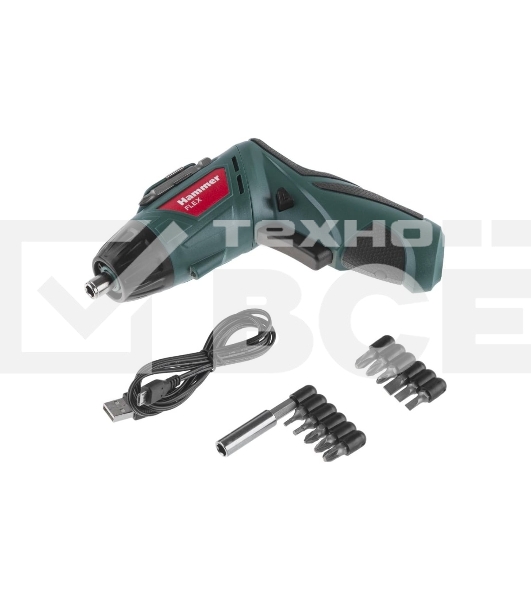 Отвертка аккумуляторная Haммer ACD3.6A с набором бит 3,6В 1,3А·ч 4Нм Li-Ion 653290