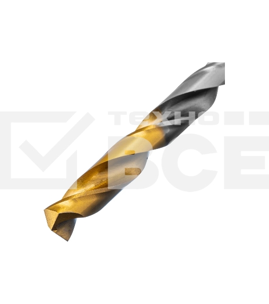 Сверло спиральное по металлу Denzel 8 x 117мм, Р6М5, Golden Tip