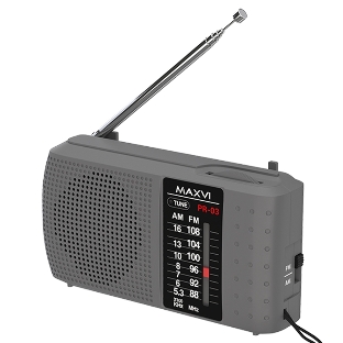 Радиоприемник Maxvi PR-03 grey (AM\FM, аналоговый тюнер, 2 х АА)