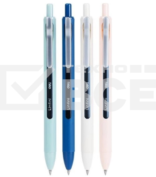 Ручка гелевая автоматическая Deli Linfini EG86-BL ассорти/ассорти, синие чернила, блистер с европодвесом, линия 0.5мм