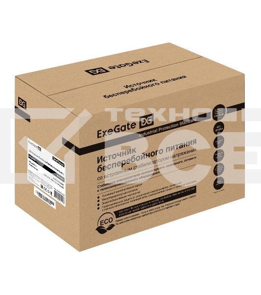 Источник бесперебойного питания (инвертор, синус, для котла) ExeGate SineTower SN-2000.LCD.AVR.3SH.1C13.RJ.USB 2000VA/1600W, чистая синусоида, LCD дисплей, AVR, 3*Schuko+1*C13, RJ45/11, USB, линейно-интерактивный, черный