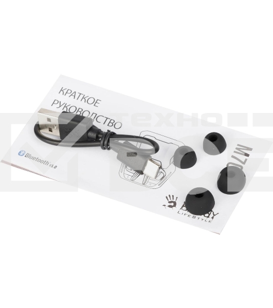 Гарнитура проводная с микрофоном A4Tech Bloody M70 черный/синий вкладыши BT в ушной раковине (M70 BLACK+BLUE)