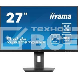 Монитор 27' Iiyama ProLite XUB2797QSNP-B1 IPS QHD, 100 Гц, 1 мс (MPRT), 16:9, 300 кд/м², HDMI 2.0, DP 1.4, USB-C (96 Вт PD), встроенные динамики (2x2 Вт), KVM-модуль, поворотная подставка, черный