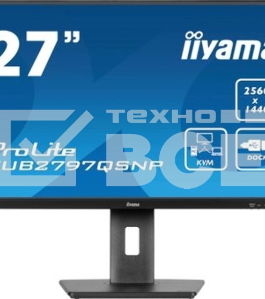 Монитор 27' Iiyama ProLite XUB2797QSNP-B1 IPS QHD, 100 Гц, 1 мс (MPRT), 16:9, 300 кд/м², HDMI 2.0, DP 1.4, USB-C (96 Вт PD), встроенные динамики (2x2 Вт), KVM-модуль, поворотная подставка, черный