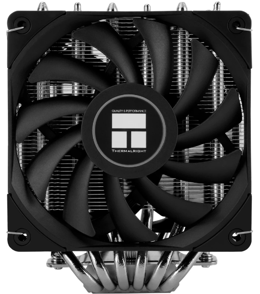 Кулер для процессора Thermalright Royal Knight 120 SE (4-pin PWM, 155мм, Ni/Cu, 6x6мм, 2x120мм, 66.17CFM/59CFM, 25.6dBA/26.1dBA, 1500RPM/1800RPM, S: 1200, 1700, 1851, 115X, AM4, AM5, silver, black)