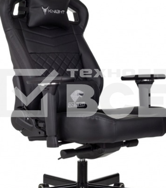 Кресло игровое Knight Hunter черный эко.кожа крестов. металл