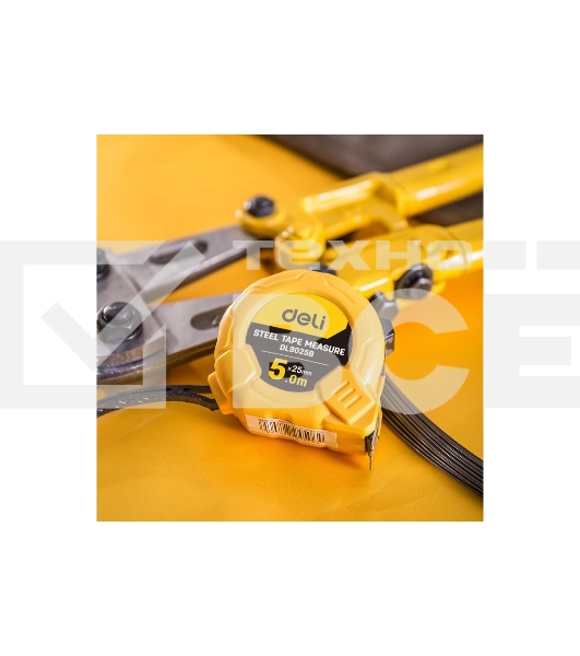 Рулетка Deli DL9025B 5м*25мм Метрическая. Корпус ударопрочный.