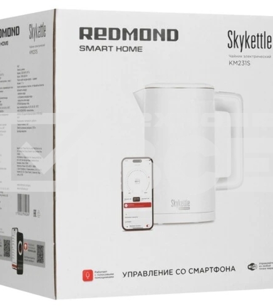 Чайник электрический Redmond SkyKettle KM231S 1.7л, 2200Вт, белый корпус: стекло