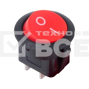 Выключатель клавишный круглый 250V 6А (2с) ON-OFF красный  Rexant