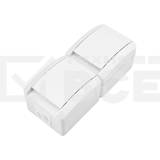 Блок вертикальный 2 розетки (керамика) INDUSTRIAL IP54 с заземлением, о/у, белый KRANZ