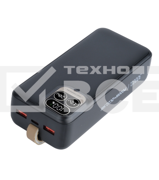 Портативный аккумулятор Perfeo Powerbank Atomic Age 30000 mAh/LED дисплей/PD + QC 3.0/Type-C/2 USB/Выход: 5A, max 22.5WBlack (PF_E1478)