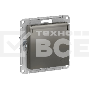 Механизм розетки 1-м СП AtlasDesign 16А IP20 с заземл. защ. шторки с крышкой сталь SchE ATN000946